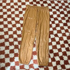 NWT tan leather pants size L